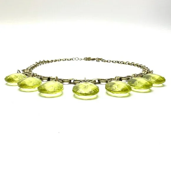 Lia Sophia Statement Bib Necklace with Lime Faceted Crystal Drops — Y2K EUC - Picture 3 of 8